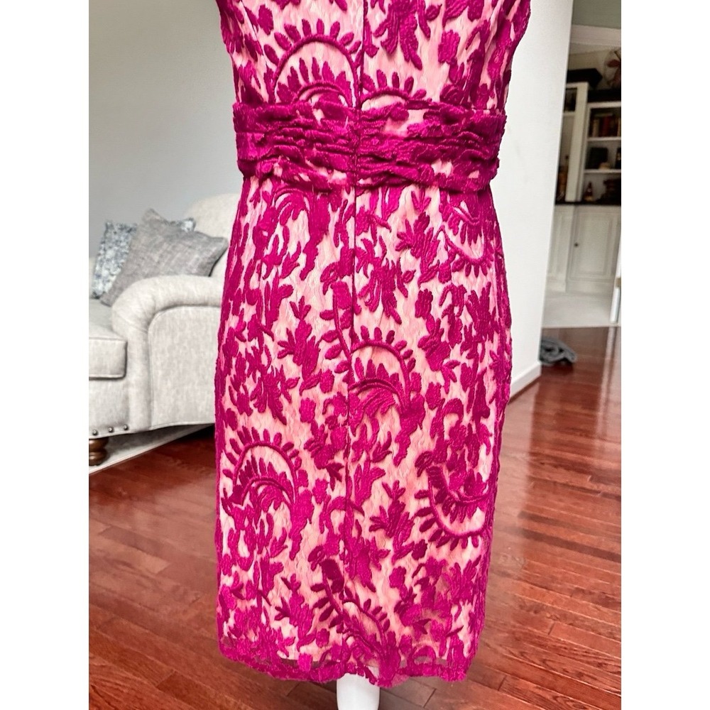 Adrianna Papell Feminine Purple Beige Simple Elegant Pencil Cocktail Dress - Picture 8 of 9
